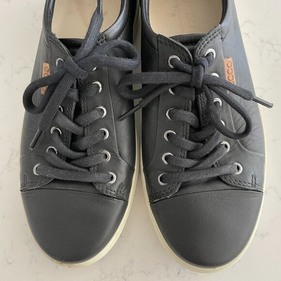 Ecco Soft 7 Lo Cut Lace Up Leather Sneakers Black Sz 41EU/7US - Picture 8 of 12